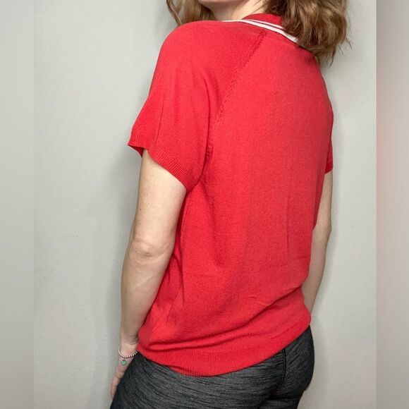 Red Collared Quarter Zip Lightweight Sweater - Picture 2 of 9